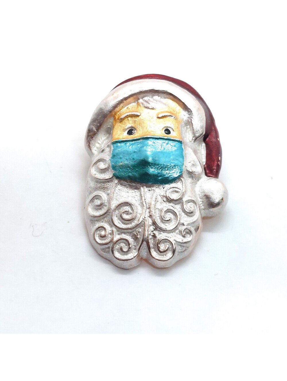 Santa Claus Face Mask Brooch Pin Christmas Holiday 2020 Pandemic Metal Lapel